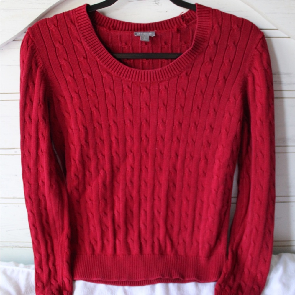 Knitted Red Ann Taylor Small Sweater